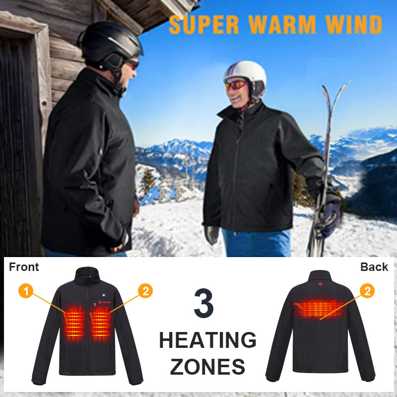 Load image into Gallery viewer, Men’s Heated Jacket – 3 Heating Zones, Waterproof Softshell, 10H Runtime
