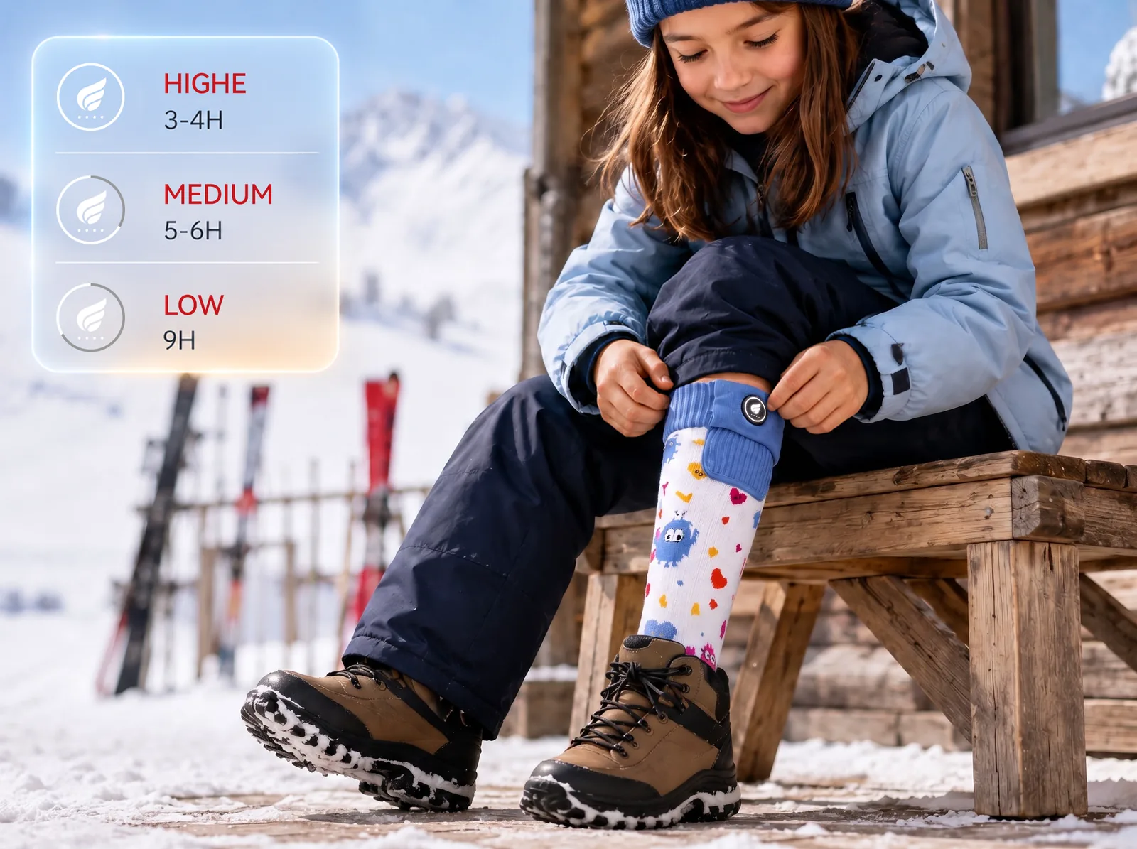 Stay Warm Longer - Savior Heat Monster-Print Kids Heated Ski Socks