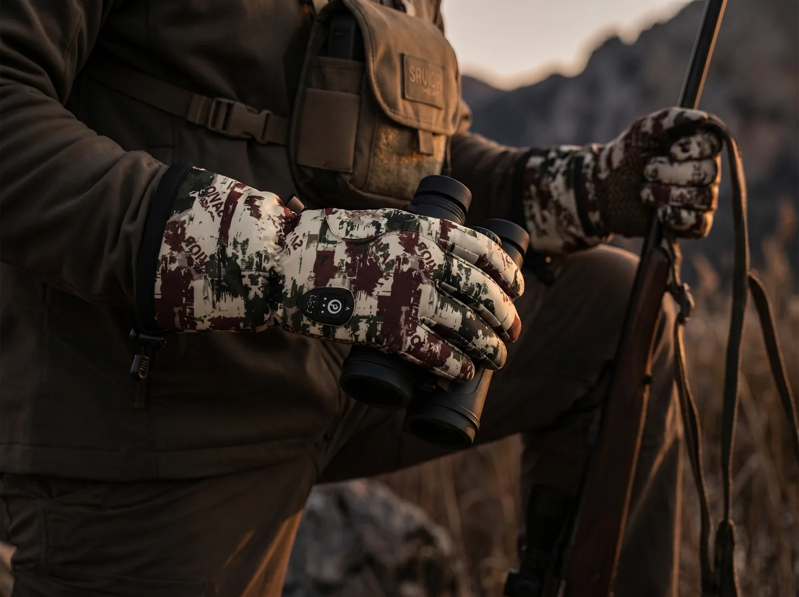 Reinforced Anti-Slip Grip - Savior Heat HUGP02FC Rock Camo Hunting Gloves 2.0