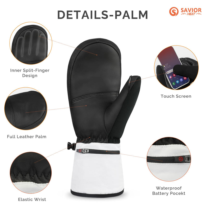 Laden Sie das Bild in Galerie -Viewer, Savior Heated Ski Mittens 2.0 3000mAh Battery Fast Charging Waterproof Sheepskin Material
