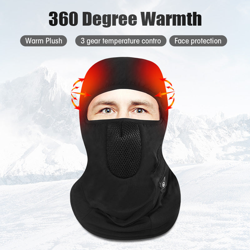Chargez l&#39;image dans la visionneuse de la galerie, Sauveur chaleur chauffage Ski masque avec batterie électrique chaud chapeaux pour sports de plein air Snowboard cagoule cou plus chaud thermique
