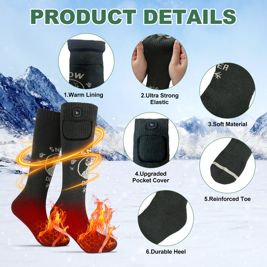 SNOW DEER Heated Socks with 3000mAh Long Endurance Batteries