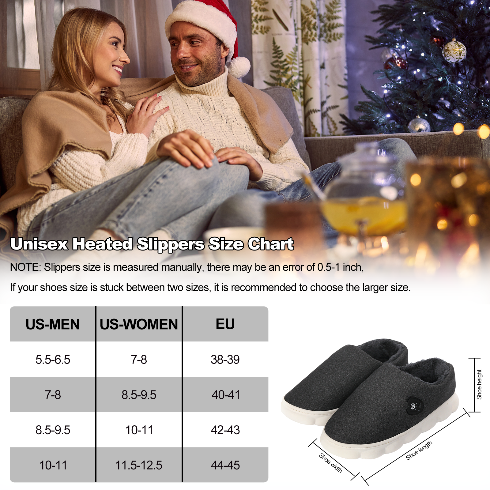 Unisex Rechargeable High-Cut Heated Slippers – APP & Button Control