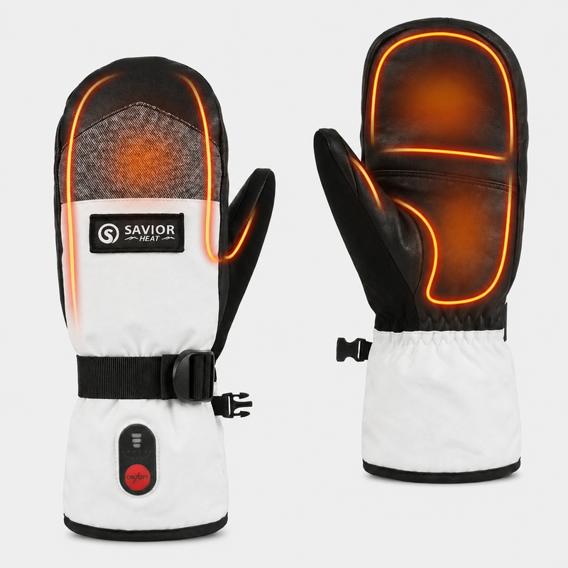 Cargue la imagen en el visor de la galería, The heated ski mittens feature full-finger heating with an internal split-finger liner.
