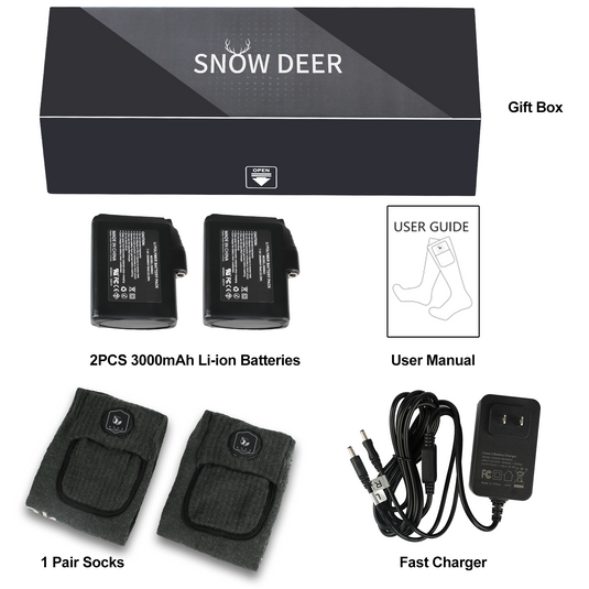SNOW DEER Heated Socks with 3000mAh Long Endurance Batteries