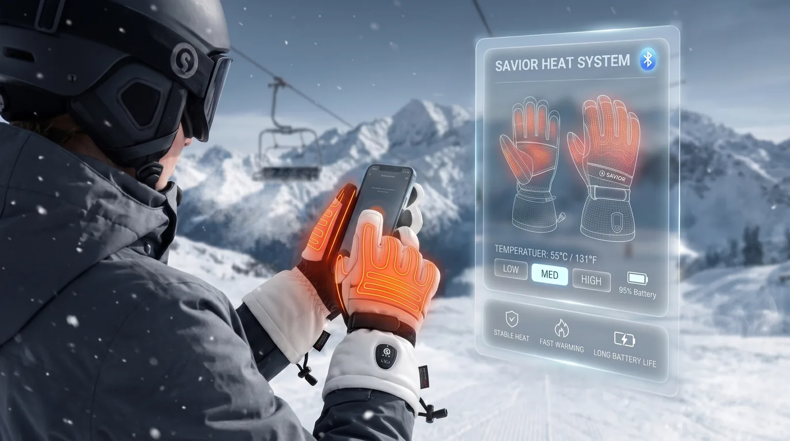 Savior Heat EH8 Pro Extreme Cold Heated Ski Gloves product detail