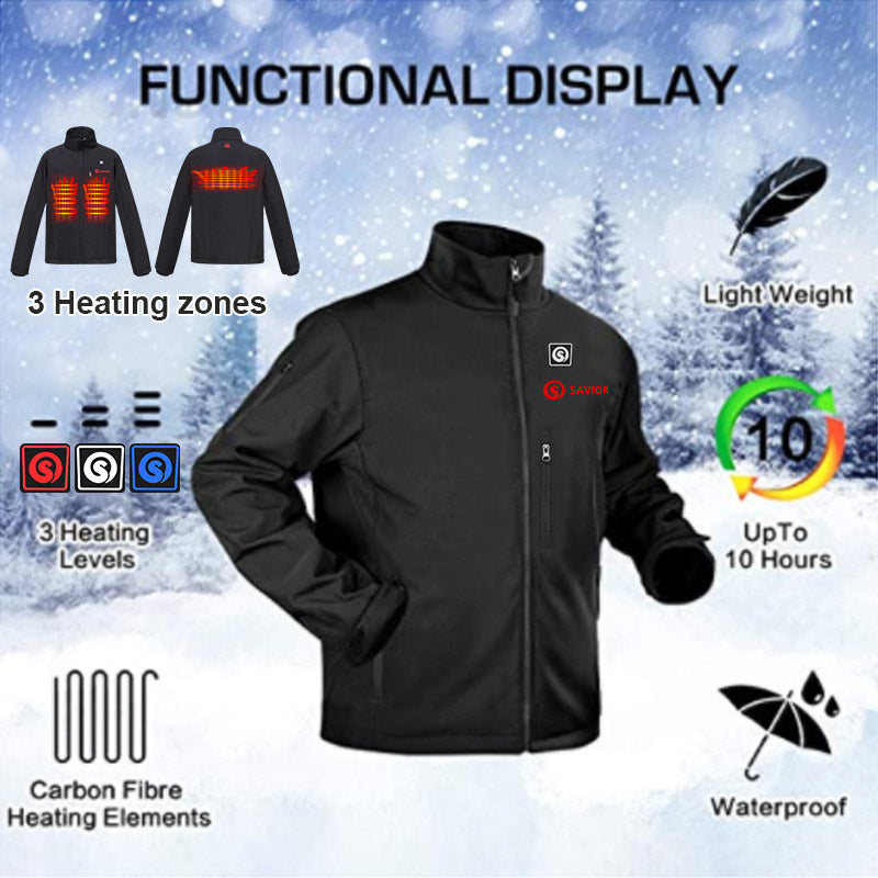 Load image into Gallery viewer, Men’s Heated Jacket – 3 Heating Zones, Waterproof Softshell, 10H Runtime
