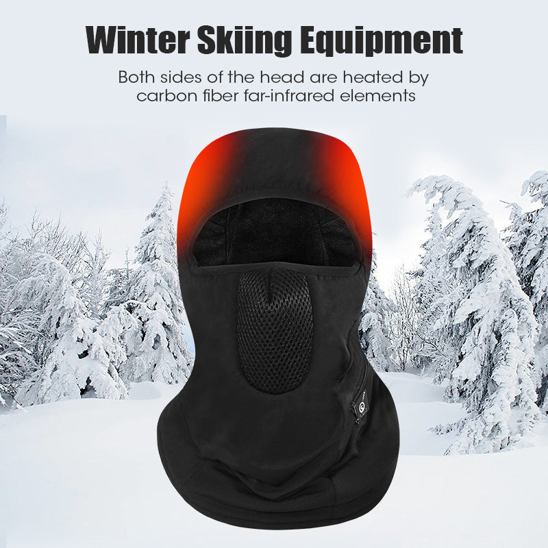 Chargez l&#39;image dans la visionneuse de la galerie, Sauveur chaleur chauffage Ski masque avec batterie électrique chaud chapeaux pour sports de plein air Snowboard cagoule cou plus chaud thermique
