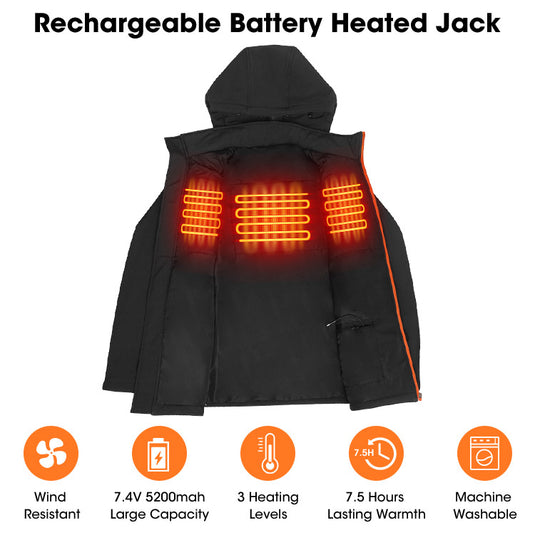 Heated Jacket with Battery Pack – Waterproof Windproof Winter Coat for Men