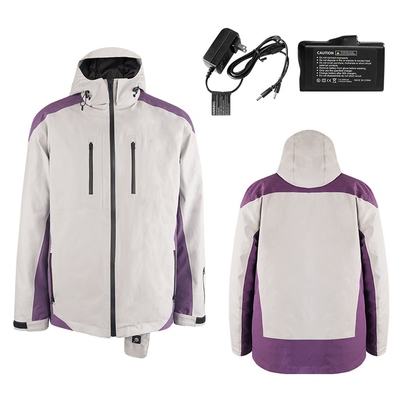 Men’s Heated Ski Jacket – Lightweight, Slim Fit, 3 Heating Zones, Fast Warm-Up, 7.4V 5200mAh Battery