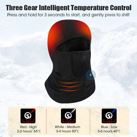 Savior Heated Ski Mask With Battery Electric Warm Hat Outdoor Sports Snowboard Neck Warm