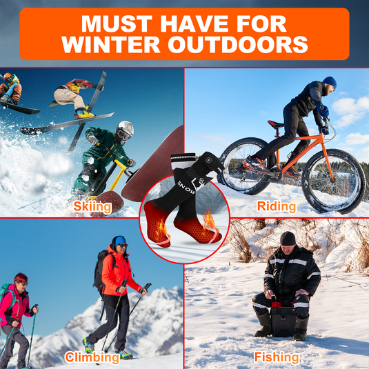 SNOW DEER Heated Socks, Upgraded Heating Element, 2200mAh Batteries