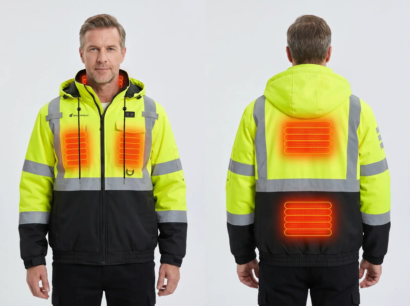 Full-Core Heating - Savior Heat High-Visibility Utility Heated Work Jacket