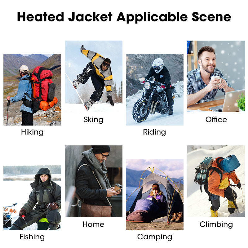 Men’s Heated Ski Jacket – Lightweight, Slim Fit, 3 Heating Zones, Fast Warm-Up, 7.4V 5200mAh Battery
