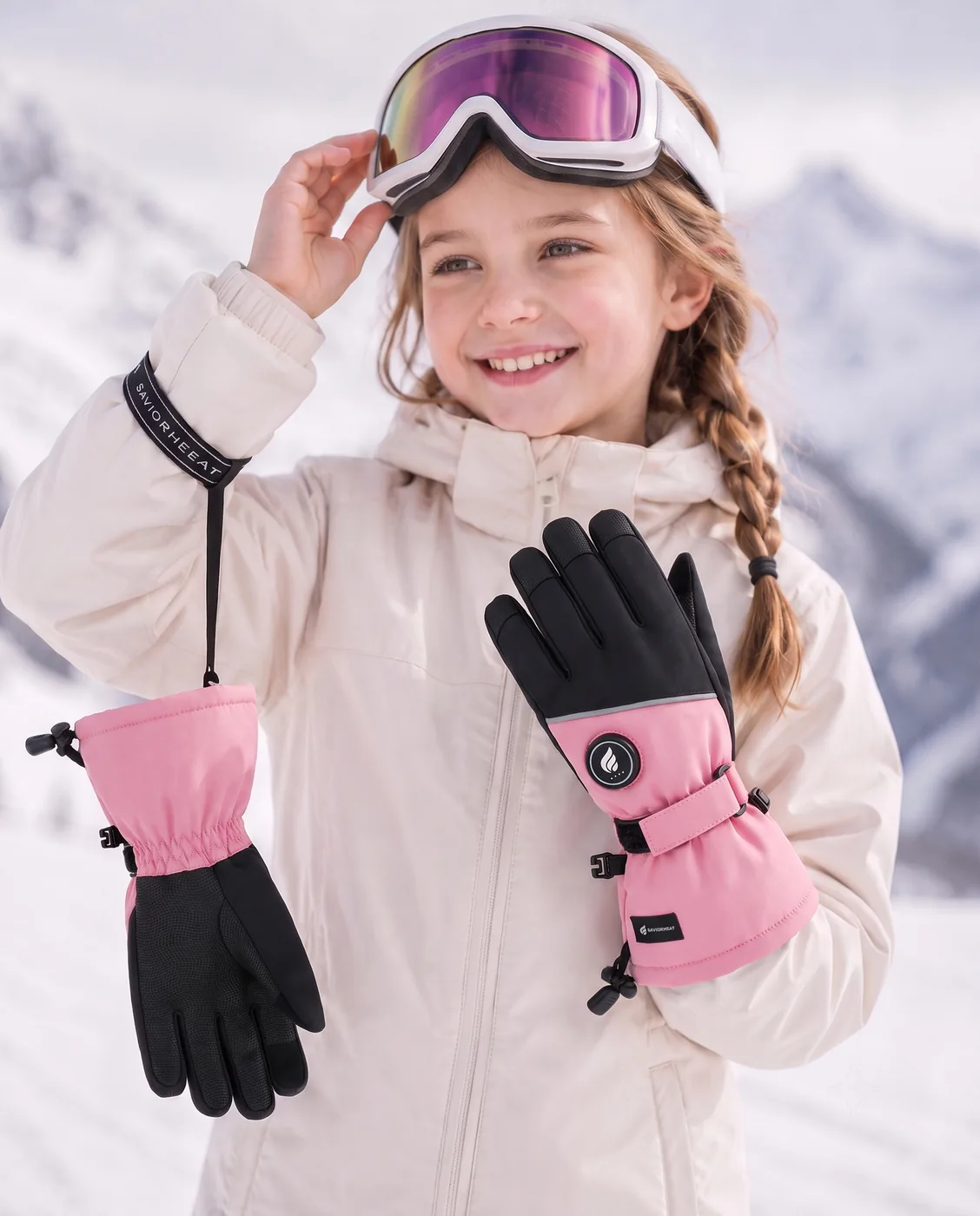 Secure Strap - Savior Heat Snow-Ready Lightweight Kids Heated Ski Gloves