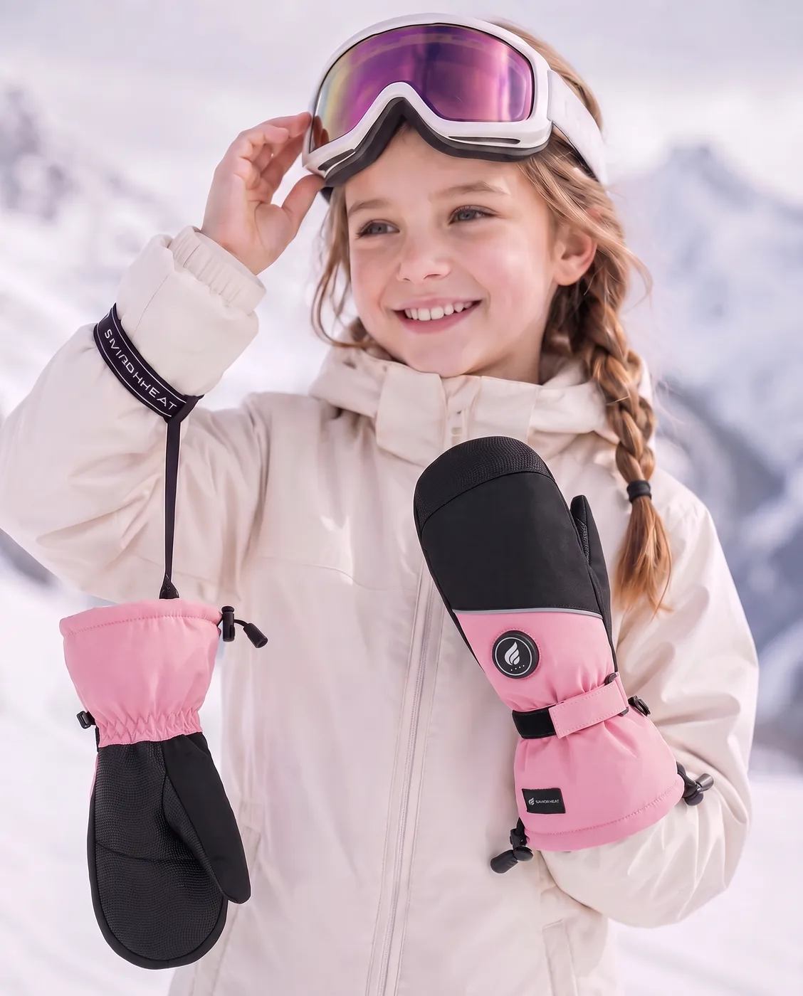 Secure Strap - Savior Heat Snow-Ready Lightweight Kids Heated Ski Mittens