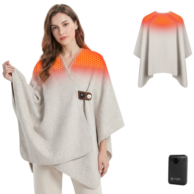 Load image into Gallery viewer, Graphene Heated Shawl with 3 Heat Levels and Ultra-Soft Wool-Touch Fabric
