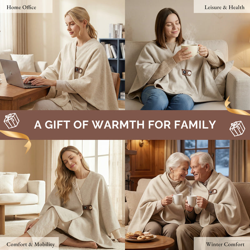 Load image into Gallery viewer, Graphene Heated Shawl with 3 Heat Levels and Ultra-Soft Wool-Touch Fabric
