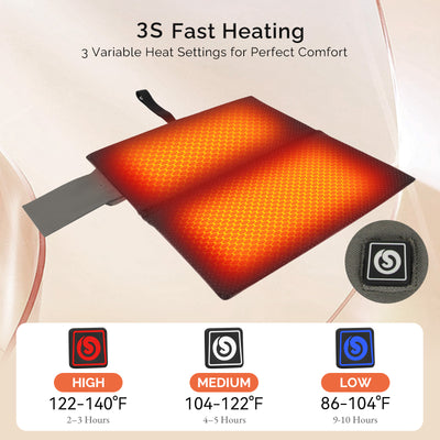 Portable Heated Seat Cushion with Power Bank, 3S Fast Heating, 3 Heat Levels