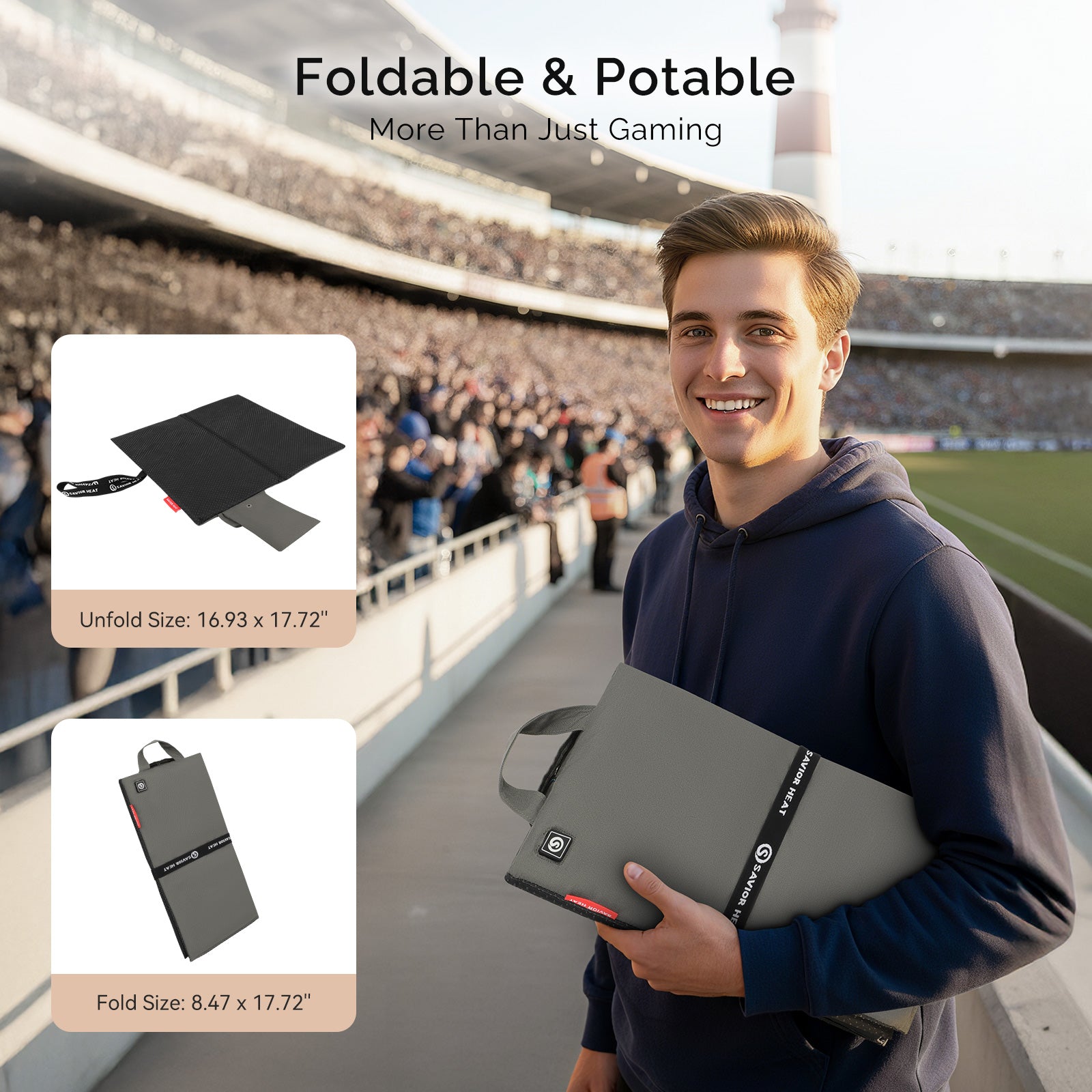 Portable Heated Seat Cushion with Power Bank, 3S Fast Heating, 3 Heat Levels