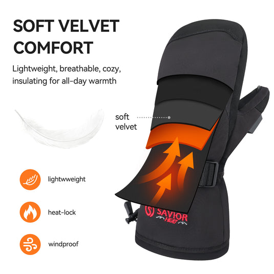 Savior Gants chauffants avec batterie rechargeable USB pour le ski, la randonnée