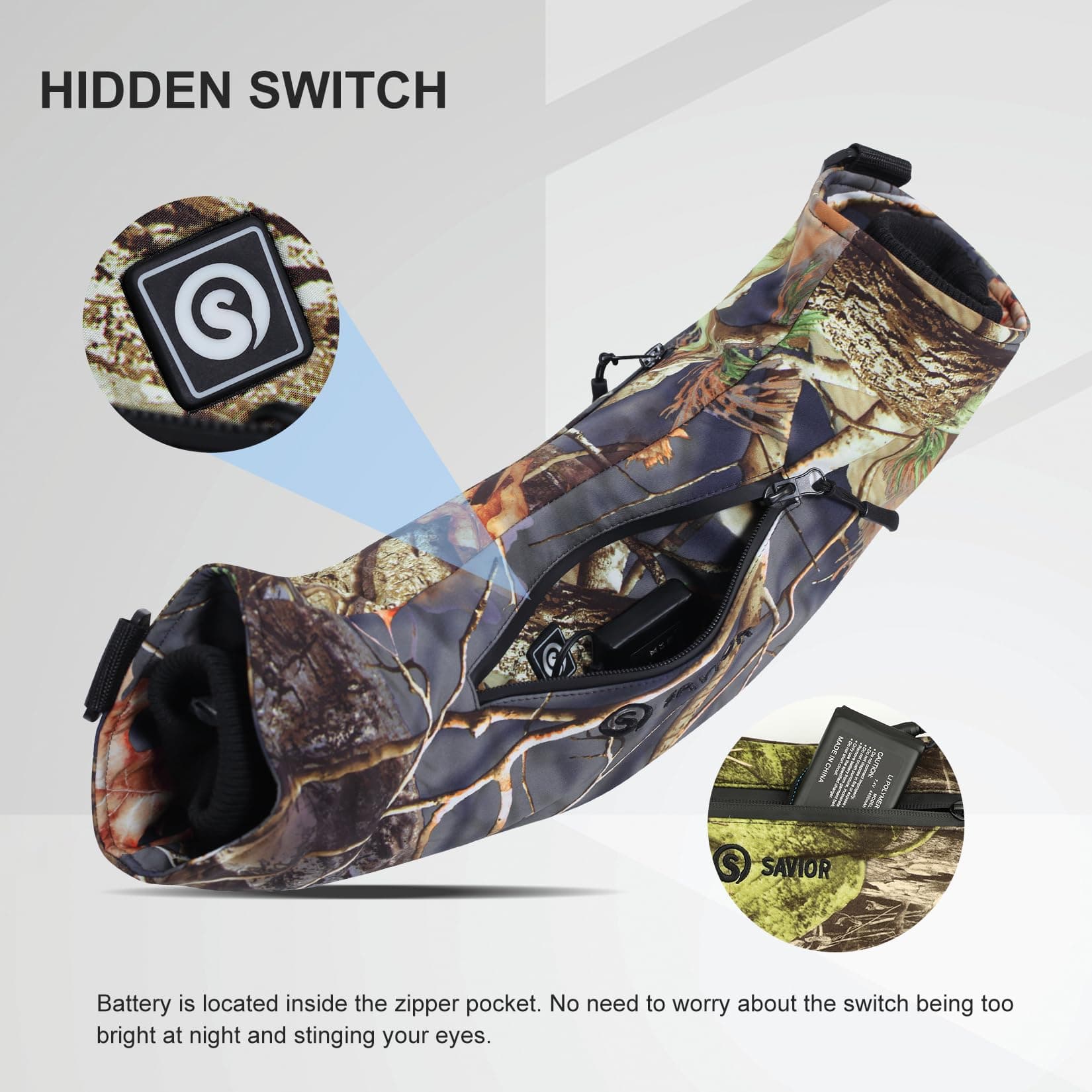 Saviour Heated HEAT Manchon chauffant pour les mains, pochette chauffante électrique pour l'hiver, la chasse, le camping, le golf, la photographie