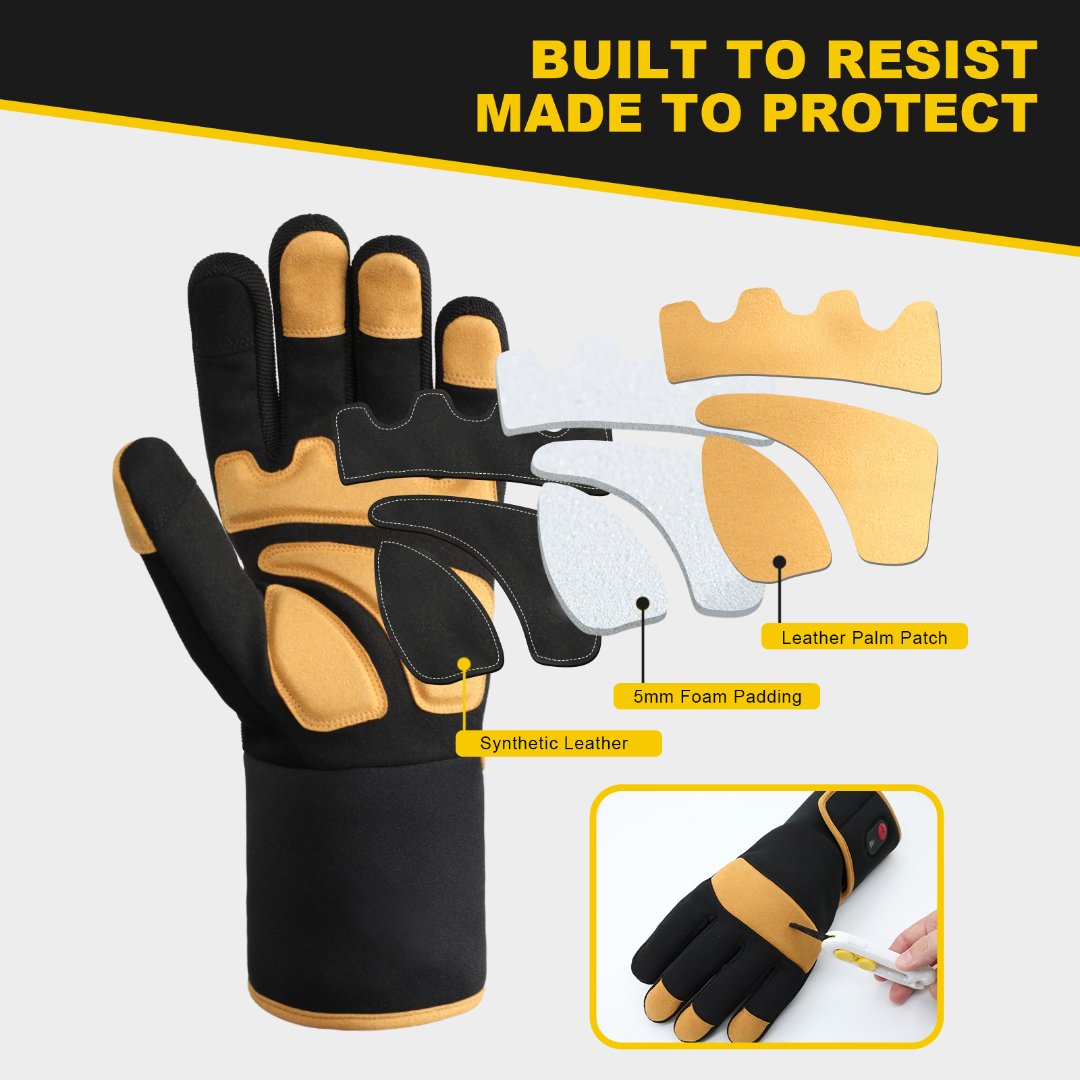 Heavy-Duty Heated Work Gloves for Cold Weather – Waterproof & Durable