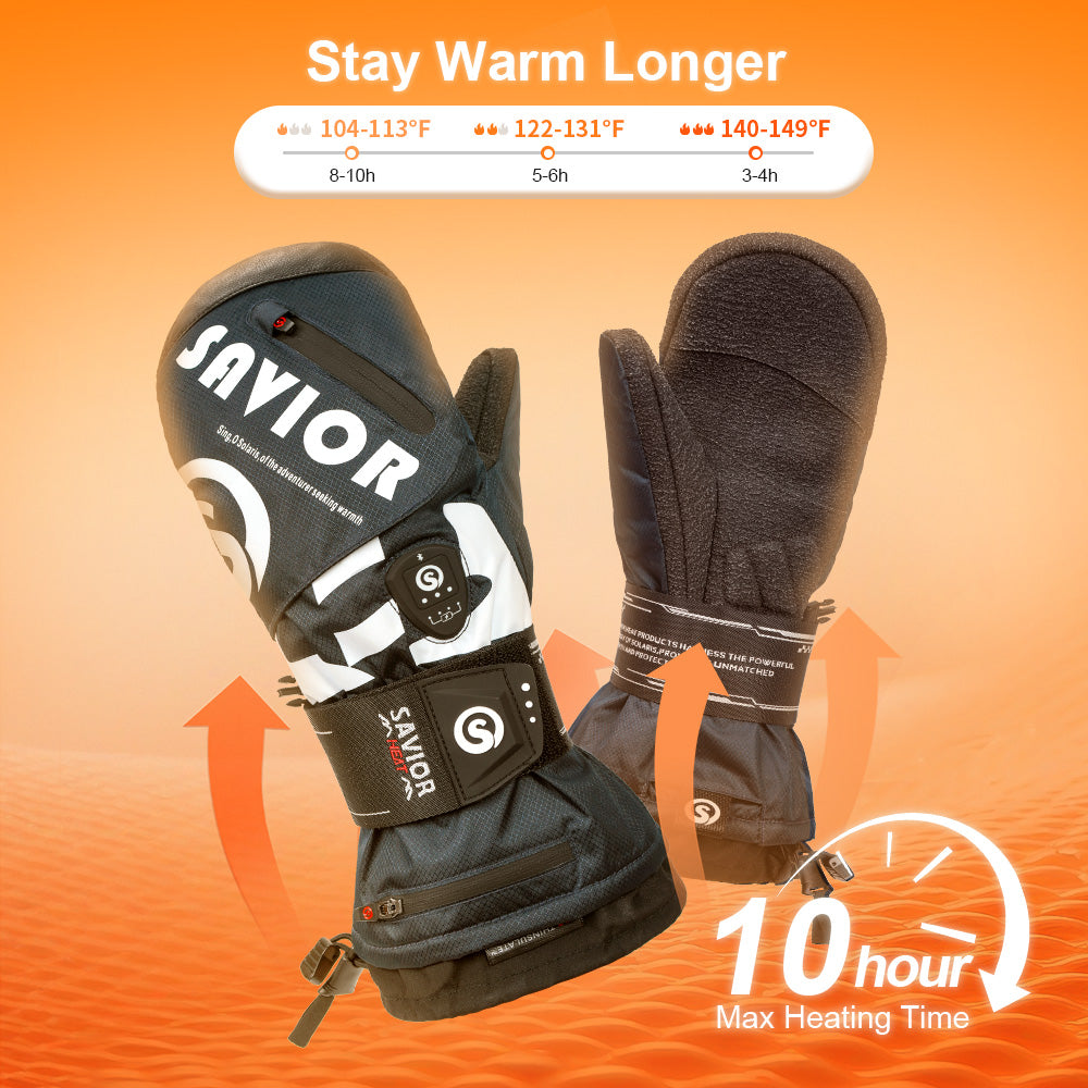 Heated Snowboard Mittens with App Control, 3M Insulation, and Kevlar Palm