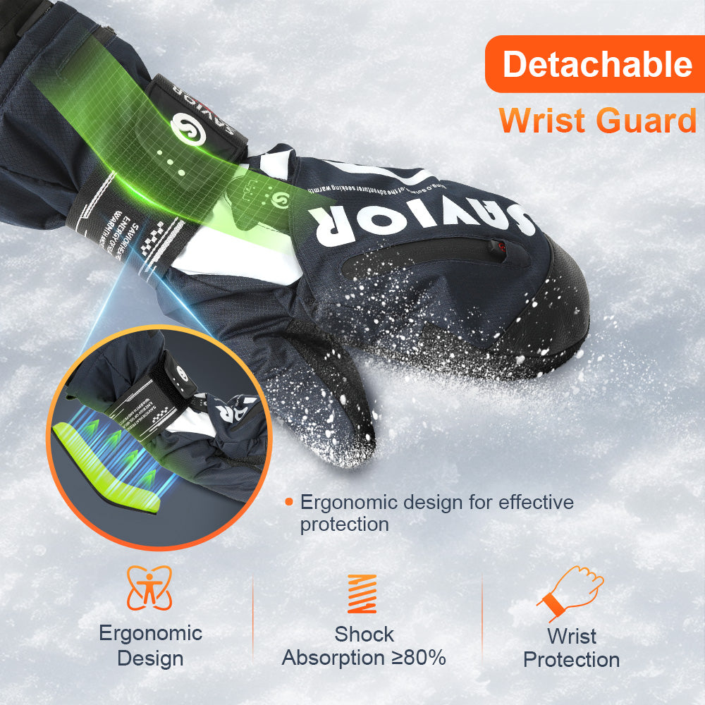Heated Snowboard Mittens with App Control, 3M Insulation, and Kevlar Palm