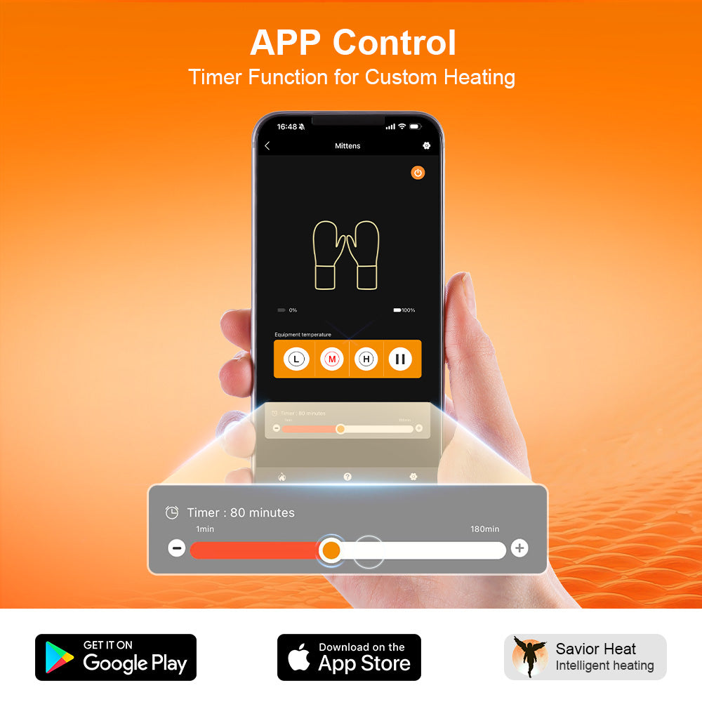 Heated Snowboard Mittens with App Control, 3M Insulation, and Kevlar Palm