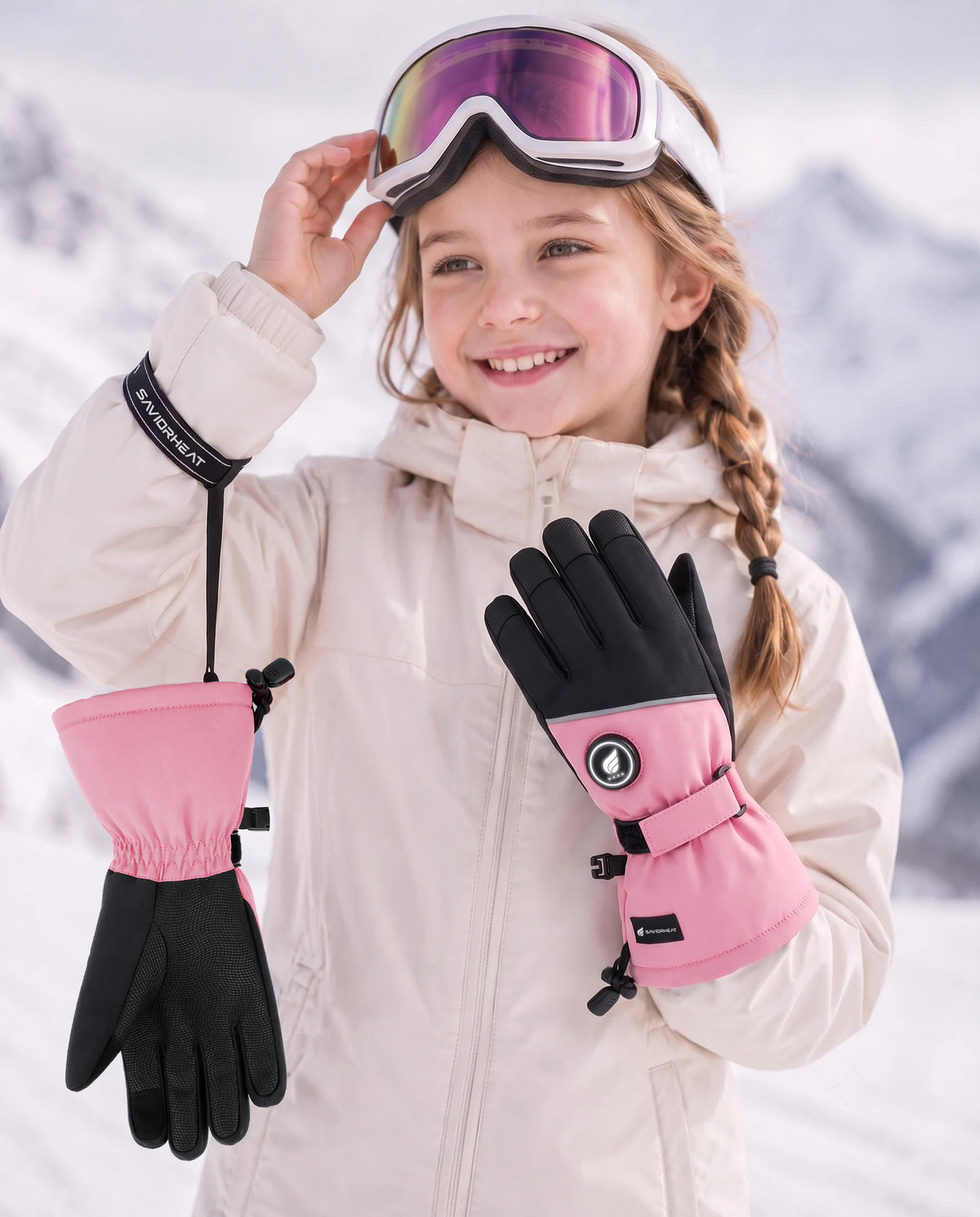 Secure Strap - Savior Heat Snow-Ready Lightweight Kids Heated Ski Gloves
