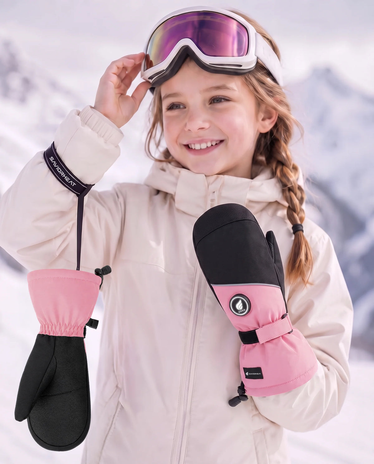 Secure Strap - Savior Heat Snow-Ready Lightweight Kids Heated Ski Mittens