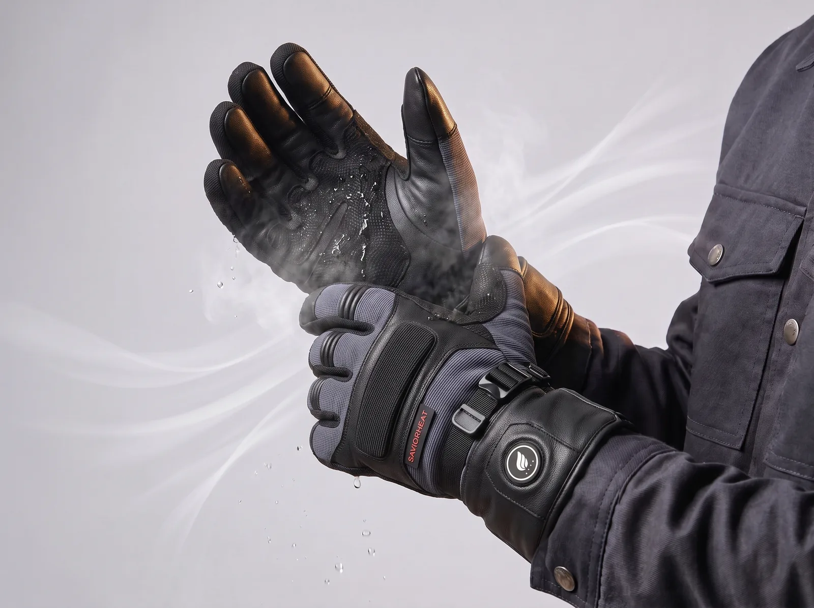 Waterproof & Windproof - Savior Heat Goatskin Leather Heated Work Gloves - Pro Black
