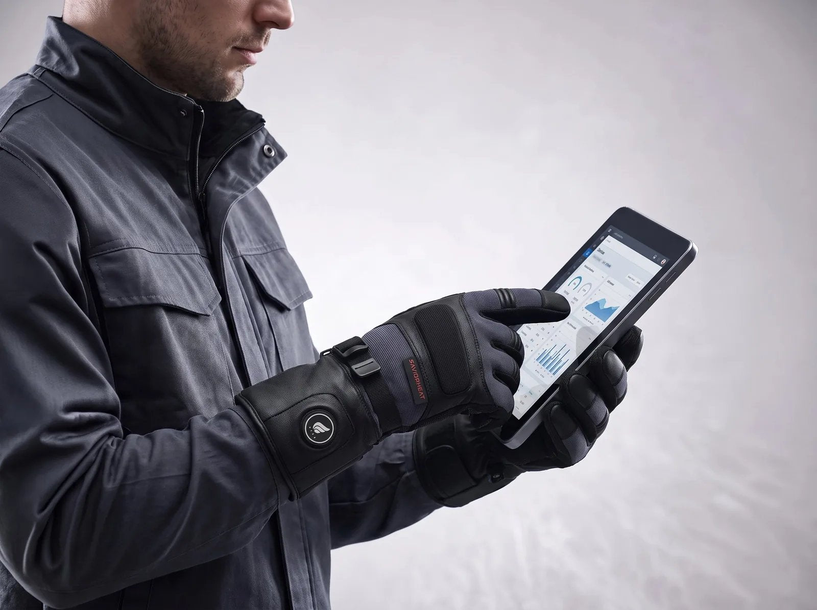 Touchscreen Friendly - Savior Heat Goatskin Leather Heated Work Gloves - Pro Black