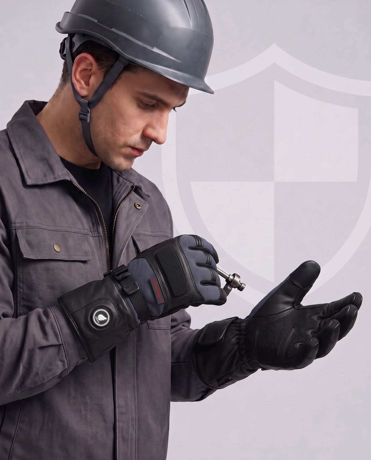 Reinforced Anti-Slip Grip - Savior Heat Goatskin Leather Heated Work Gloves - Pro Black