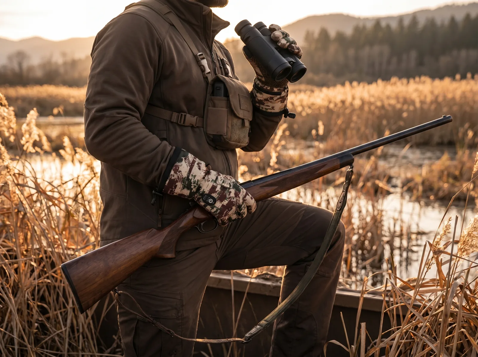 Reinforced Anti-Slip Grip - Savior Heat HUGP01FC Marsh Camo Hunting Gloves 2.0