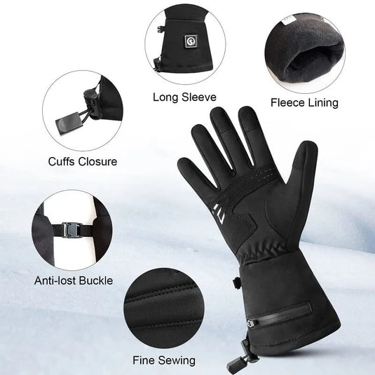 Guantes de esquí con calefacción, guantes térmicos para hombres y mujeres,  guantes de batería recargable de 7.4 V para esquí, senderismo