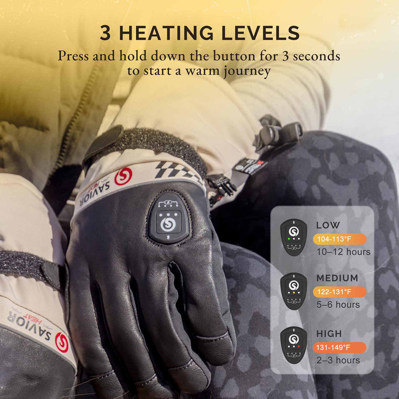 Chargez l&#39;image dans la visionneuse de la galerie, Savior Heated Ski Gloves 2.0 – Bluetooth &amp; Waterproof Goatskin
