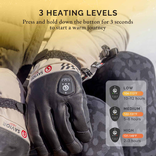Savior Heated Ski Gloves 2.0 – Bluetooth & Waterproof Goatskin