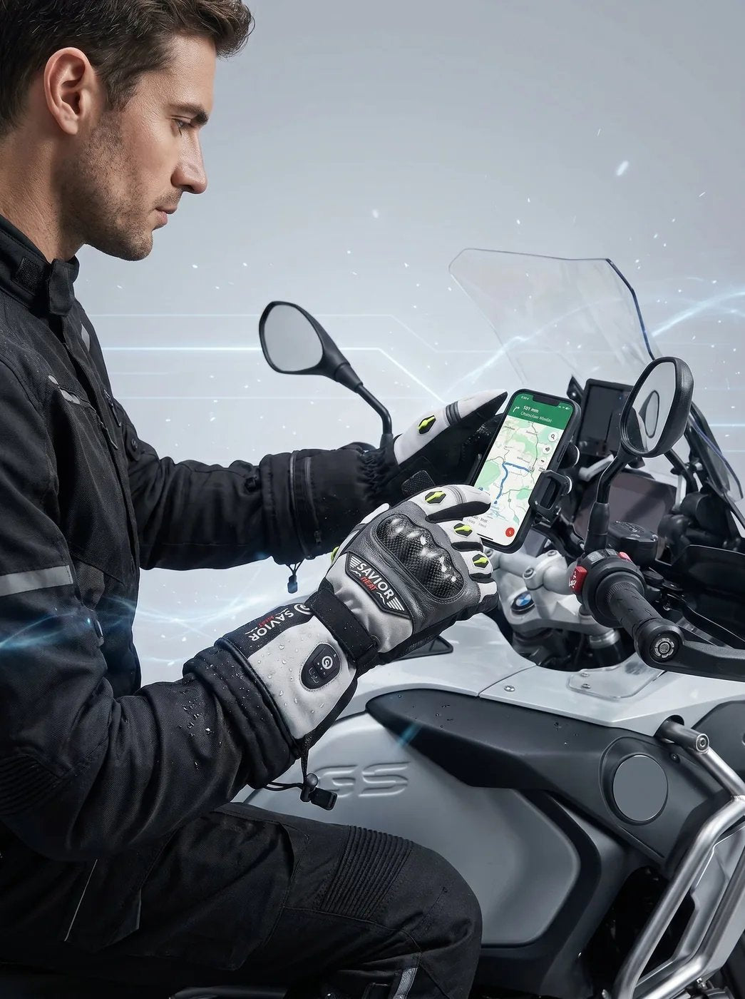 Touchscreen Friendly - Savior Heat MOGP02W Heated Motorcycle Gloves 2.0