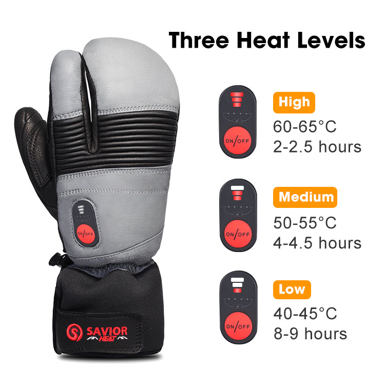 Savior Leather Heated Crabbed Finger Gloves