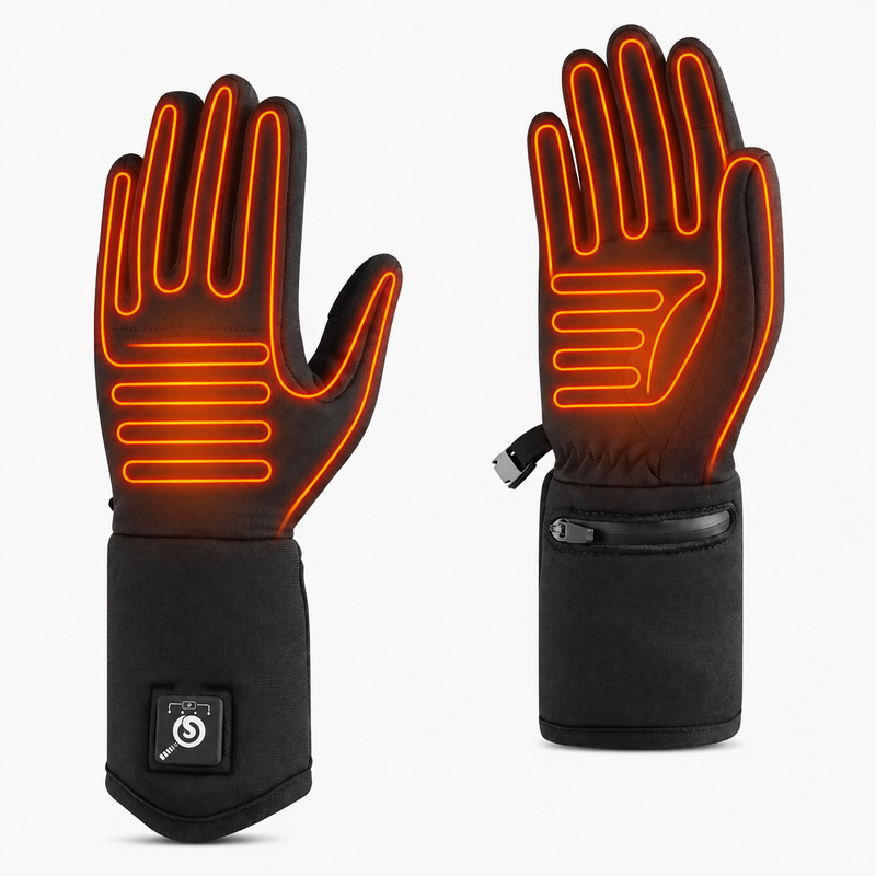 Load image into Gallery viewer, The heated gloves feature far-infrared carbon fiber heating elements that cover the entire back of the hand and fingertips.
