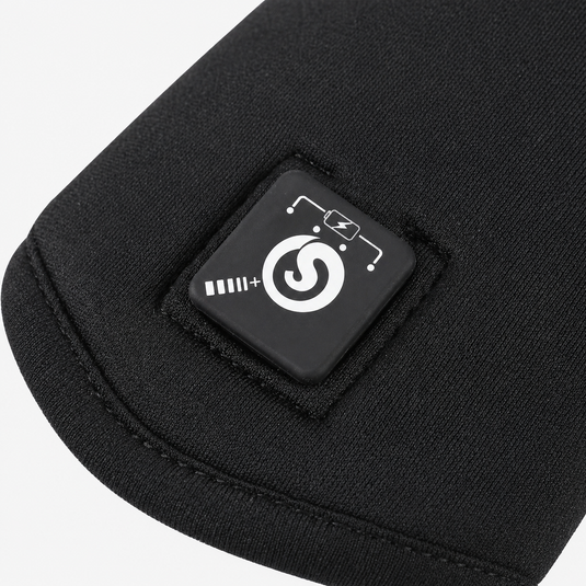 The heated gloves can be adjusted via a button with 3 heating settings (high, medium, and low).