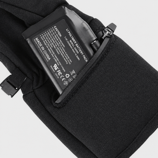 These ultra-thin heated glove liners feature a concealed battery storage design that helps prevent the battery from falling out.