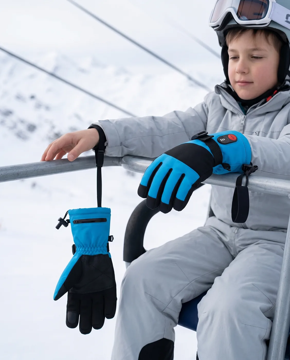 Secure Strap - Savior Heat SKGL01FB Kids Heated Gloves Blue