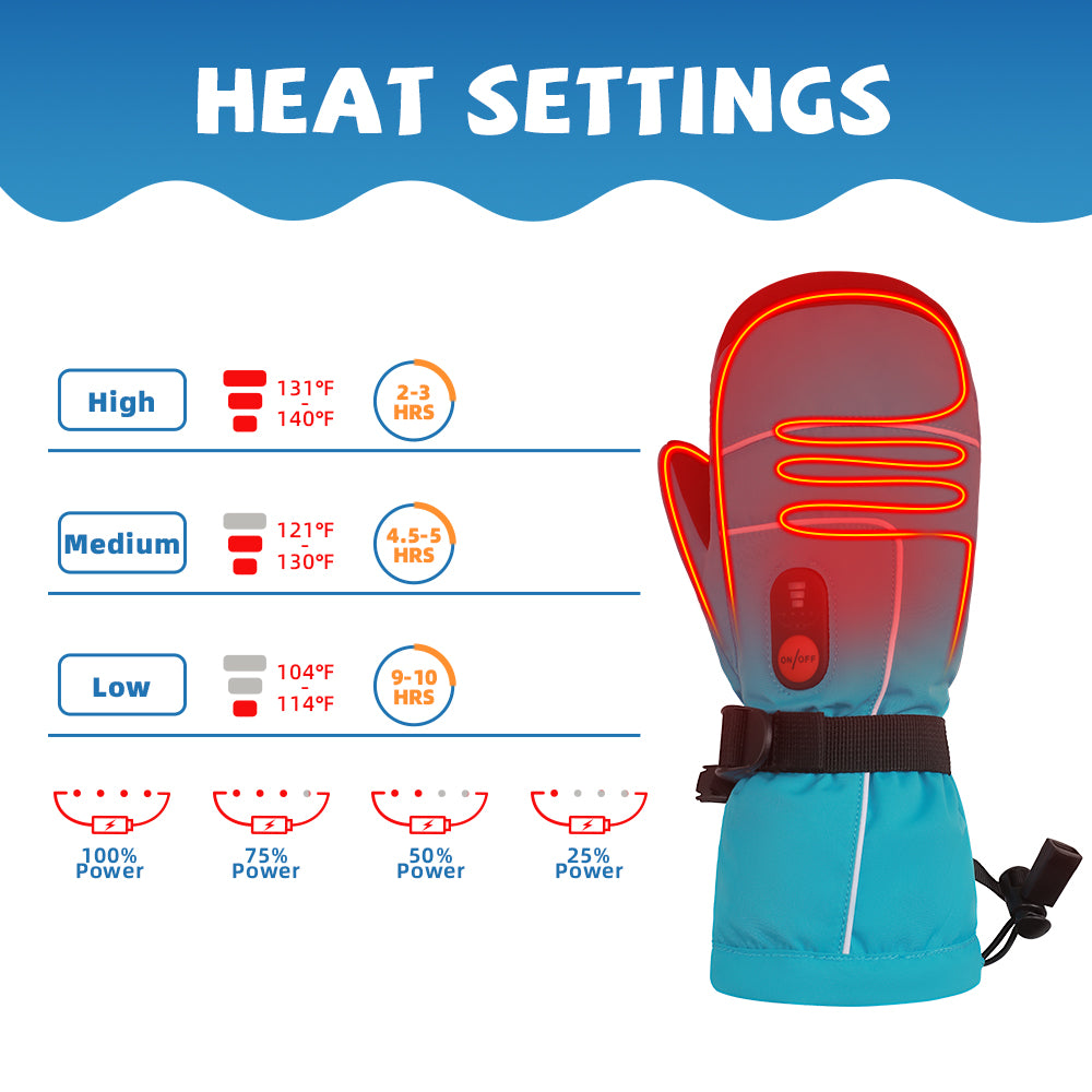 Heated Kid Mittens for Snow Activities – Waterproof and Soft for Children