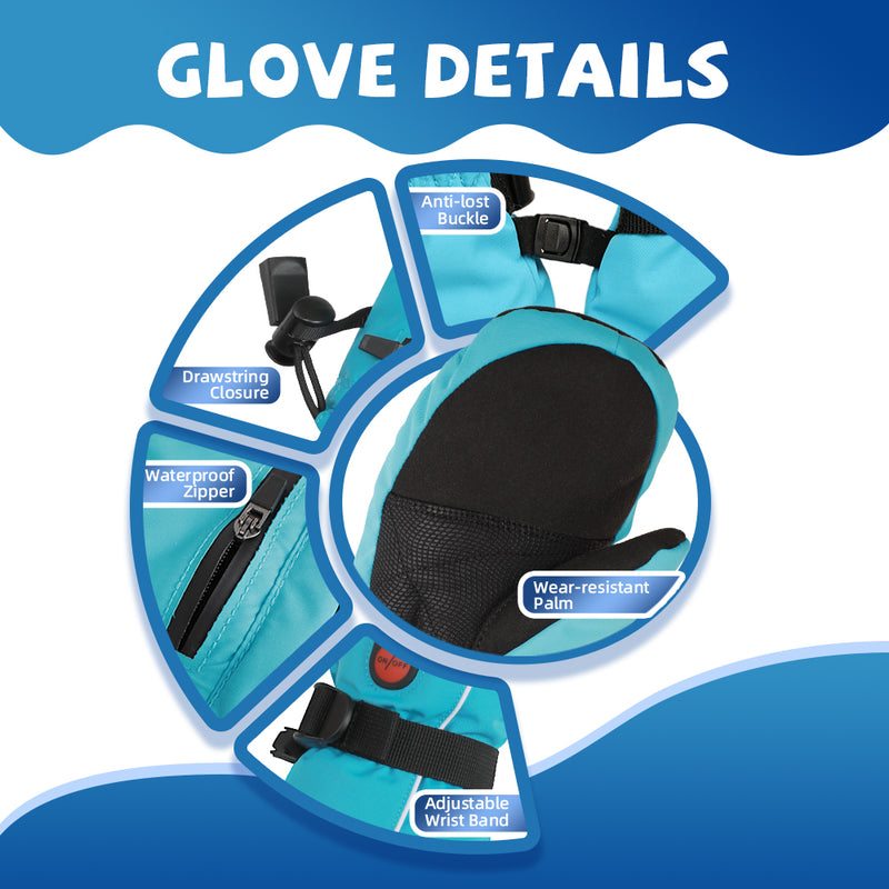 Laden Sie das Bild in Galerie -Viewer, Heated Kid Mittens for Snow Activities – Waterproof and Soft for Children
