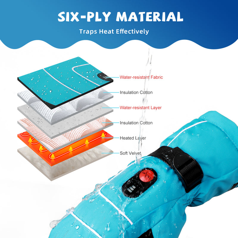 Laden Sie das Bild in Galerie -Viewer, Heated Kid Mittens for Snow Activities – Waterproof and Soft for Children
