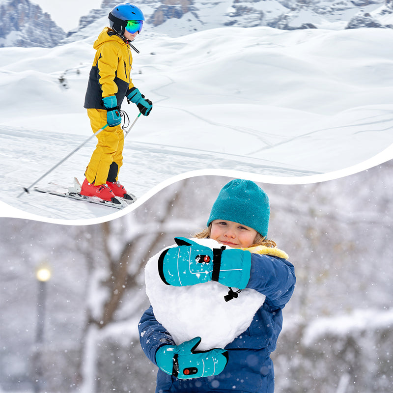 Laden Sie das Bild in Galerie -Viewer, Heated Kid Mittens for Snow Activities – Waterproof and Soft for Children
