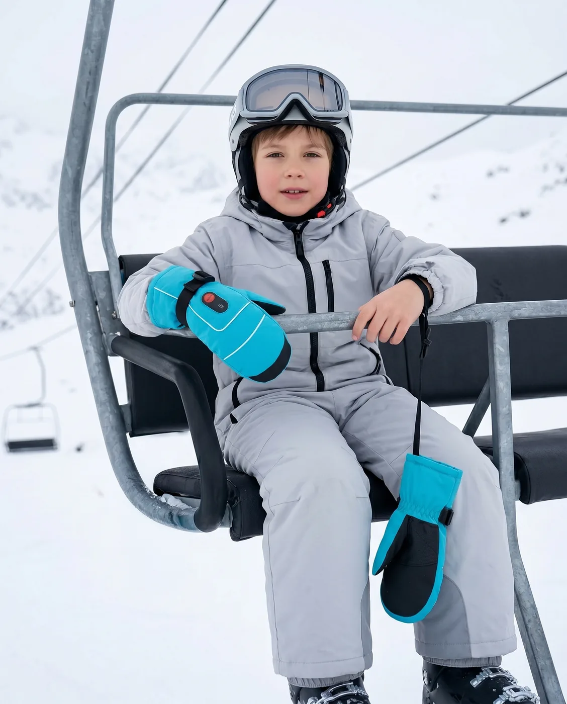 Secure Strap - Savior Heat SKGL01MB Kids Heated Mittens Blue